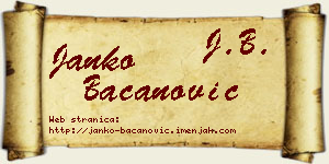 Janko Bacanović vizit kartica